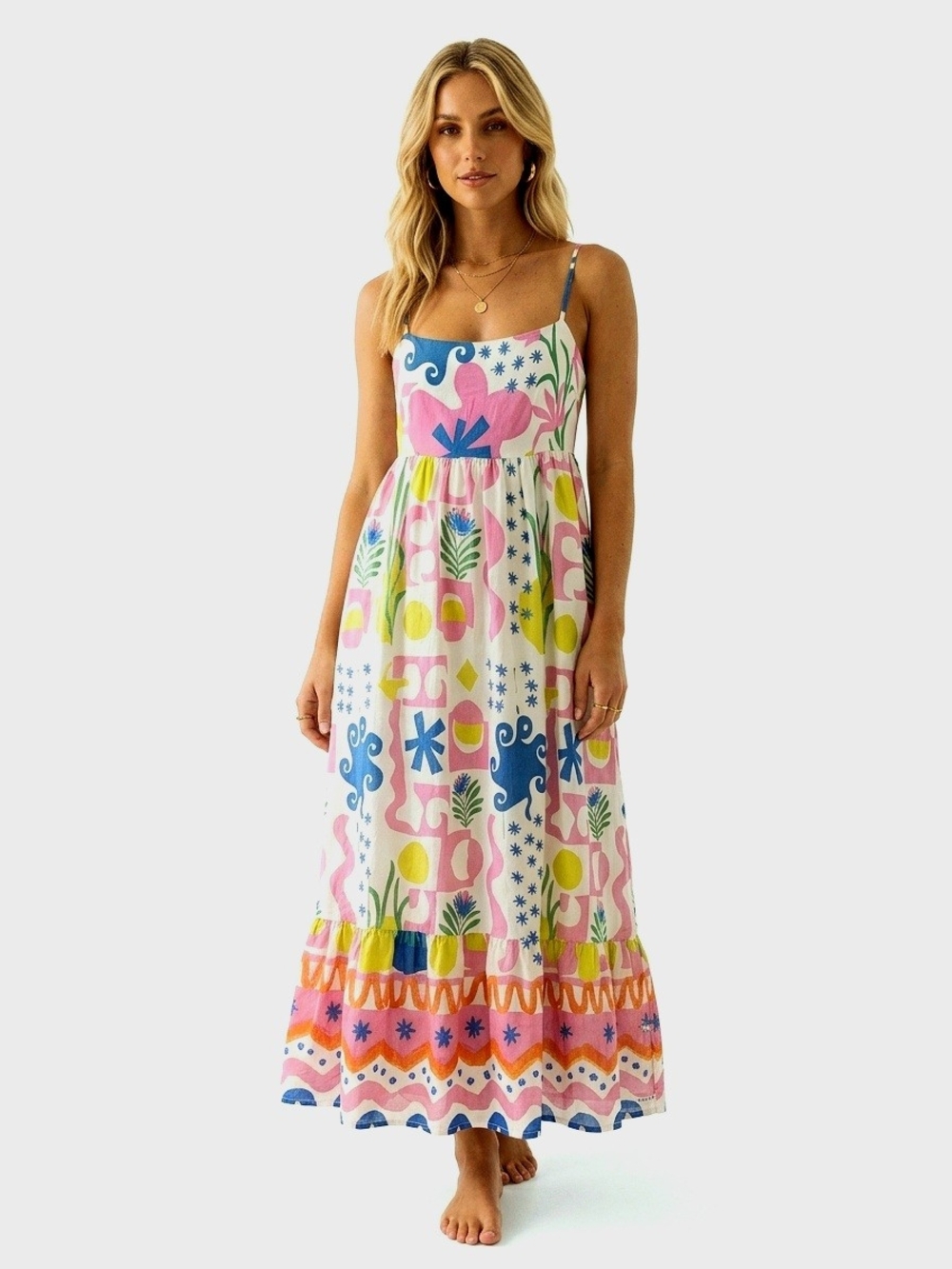 PETAL & PUP Greer Printed Maxi Dress Multicolor LIKE NEW